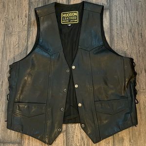 Mens Genuine Leather Riding Vest Sz46